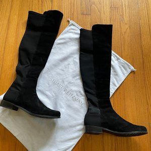 Stuart Weitzman 5050 Over-The-Knee Black Suede Boots, Size 10